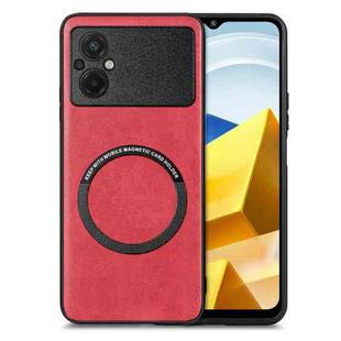 For Xiaomi POCO M5 4G Solid Color Leather Skin Back Cover Phone Case(Red)