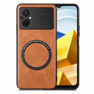 For Xiaomi POCO M5 4G Solid Color Leather Skin Back Cover Phone Case(Brown)