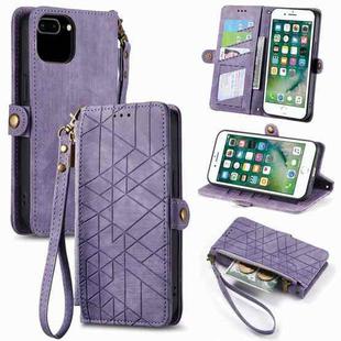 For iPhone 6 Plus / 6s Plus Geometric Zipper Wallet Side Buckle Leather Phone Case(Purple)