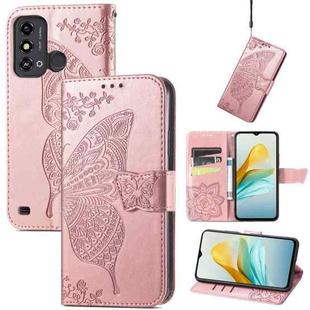For ZTE Blade A53 Butterfly Love Flower Embossed Leather Phone Case(Rose Gold)
