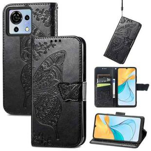 For ZTE Blade V50 Vita Butterfly Love Flower Embossed Leather Phone Case(Black)