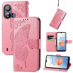 For ZTE Blade L220 Butterfly Love Flower Embossed Leather Phone Case(Pink)