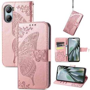 For ZTE Libero 5G IV Butterfly Love Flower Embossed Leather Phone Case(Rose Gold)