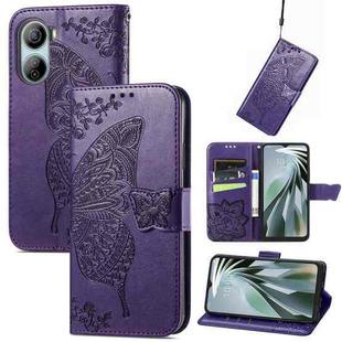 For ZTE Libero 5G IV Butterfly Love Flower Embossed Leather Phone Case(Dark Purple)