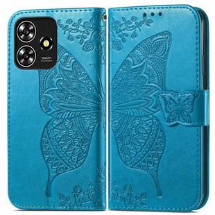 For ZTE Blade A73 4G Butterfly Love Flower Embossed Leather Phone Case(Blue)