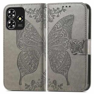 For ZTE Blade A73 4G Butterfly Love Flower Embossed Leather Phone Case(Gray)