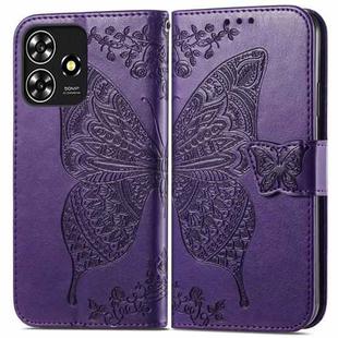 For ZTE Blade A73 4G Butterfly Love Flower Embossed Leather Phone Case(Dark Purple)