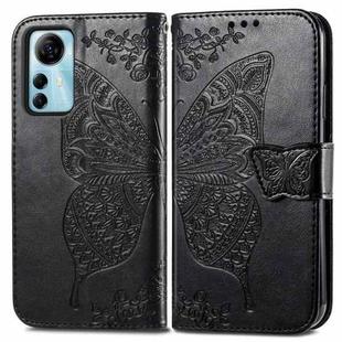 For ZTE Blade V41 Smart Butterfly Love Flower Embossed Leather Phone Case(Black)