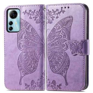 For ZTE Blade V41 Smart Butterfly Love Flower Embossed Leather Phone Case(Light Purple)