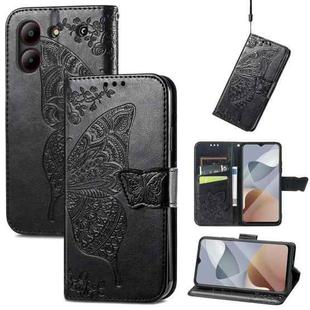 For ZTE  Blade A54 Butterfly Love Flower Embossed Leather Phone Case(Black)