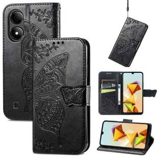 For ZTE Blade A33S Butterfly Love Flower Embossed Leather Phone Case(Black)