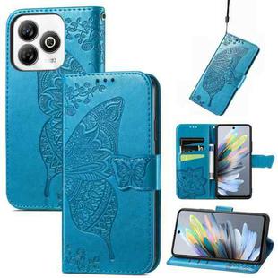 For ZTE Blade A75 4G Butterfly Love Flower Embossed Leather Phone Case(Blue)