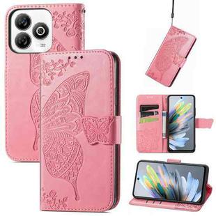 For ZTE Blade A75 4G Butterfly Love Flower Embossed Leather Phone Case(Pink)