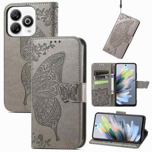 For ZTE Blade A75 4G Butterfly Love Flower Embossed Leather Phone Case(Gray)