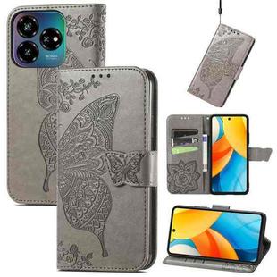 For ZTE Blade V60 Vita Butterfly Love Flower Embossed Leather Phone Case(Gray)