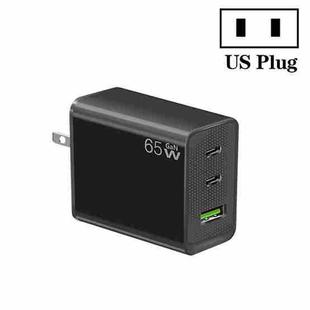 GaN PD65W Type-C x 2 + USB3.0 Laptop Adapter ,US Plug(Black)