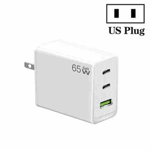 GaN PD65W Type-C x 2 + USB3.0 Laptop Adapter ,US Plug(White)