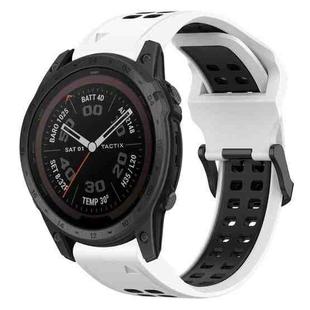 For Garmin Fenix 7 Pro 47mm 22mm Two-Color Reverse Buckle Silicone Watch Band(White+Black)