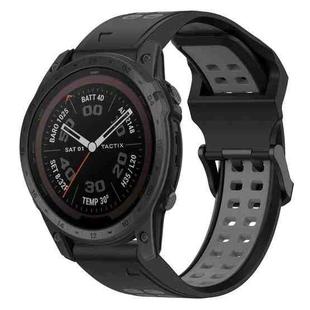 For Garmin Fenix 7 Pro 47mm 22mm Two-Color Reverse Buckle Silicone Watch Band(Black+Grey)