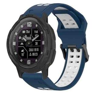 For Garmin Instinct Crossover Solar 22mm Two-Color Reverse Buckle Silicone Watch Band(Blue+White)