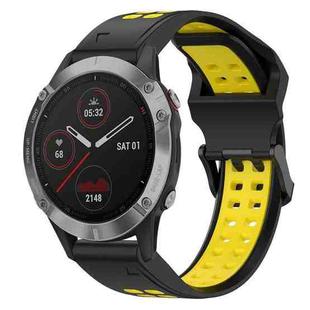 For Garmin Fenix 6 22mm Two-Color Reverse Buckle Silicone Watch Band(Black+Yellow)