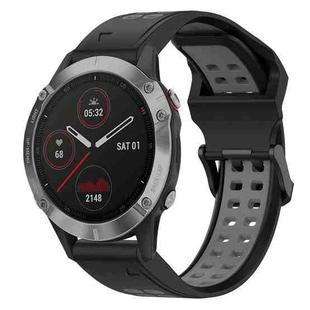 For Garmin Fenix 6 22mm Two-Color Reverse Buckle Silicone Watch Band(Black+Grey)