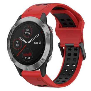 For Garmin Fenix 6 22mm Two-Color Reverse Buckle Silicone Watch Band(Red+Black)