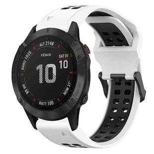 For Garmin Fenix 6 Pro 22mm Two-Color Reverse Buckle Silicone Watch Band(White+Black)