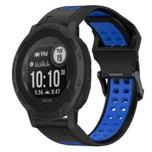 For Garmin Instinct 2 22mm Two-Color Reverse Buckle Silicone Watch Band(Black+Blue)