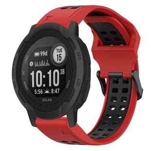 For Garmin Instinct 2 22mm Two-Color Reverse Buckle Silicone Watch Band(Red+Black)