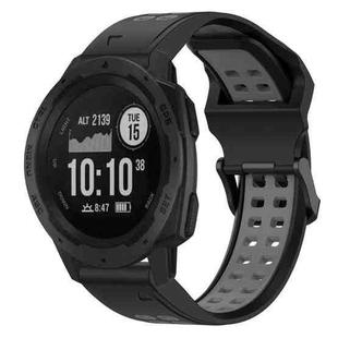 For Garmin Instinct 22mm Two-Color Reverse Buckle Silicone Watch Band(Black+Grey)