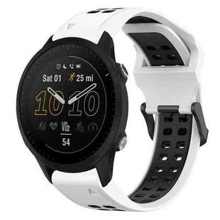 For Garmin Forerunner 955 22mm Two-Color Reverse Buckle Silicone Watch Band(White+Black)