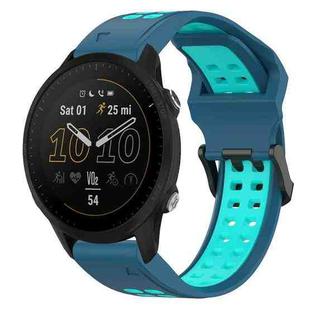 For Garmin Forerunner 955 22mm Two-Color Reverse Buckle Silicone Watch Band(Blue+Teal)
