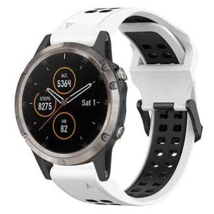 For Garmin Fenix 5 Plus 22mm Two-Color Reverse Buckle Silicone Watch Band(White+Black)