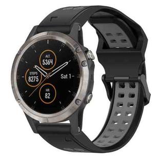 For Garmin Fenix 5 Plus 22mm Two-Color Reverse Buckle Silicone Watch Band(Black+Grey)