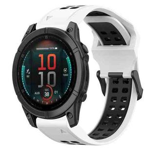 For Garmin Fenix E 47mm Two Color Reverse Buckle 22mm Silicone Watch Band(White+Black)