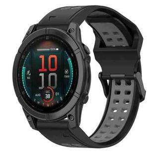 For Garmin Fenix E 47mm Two Color Reverse Buckle 22mm Silicone Watch Band(Black+Grey)