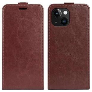 For iPhone 15 R64 Texture Single Vertical Flip Leather Phone Case(Brown)