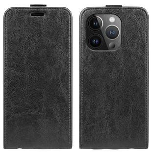 For iPhone 15 Pro R64 Texture Single Vertical Flip Leather Phone Case(Black)