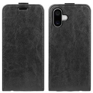 For iPhone 16 R64 Texture Single Vertical Flip Leather Phone Case(Black)