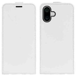 For iPhone 16 R64 Texture Single Vertical Flip Leather Phone Case(White)