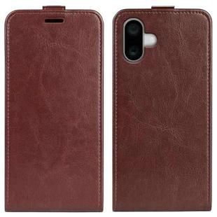 For iPhone 16 R64 Texture Single Vertical Flip Leather Phone Case(Brown)