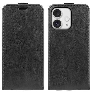 For iPhone 16 Pro R64 Texture Single Vertical Flip Leather Phone Case(Black)