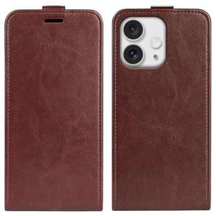 For iPhone 16 Pro R64 Texture Single Vertical Flip Leather Phone Case(Brown)