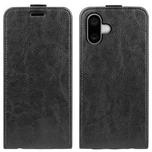 For iPhone 16 Plus R64 Texture Single Vertical Flip Leather Phone Case(Black)