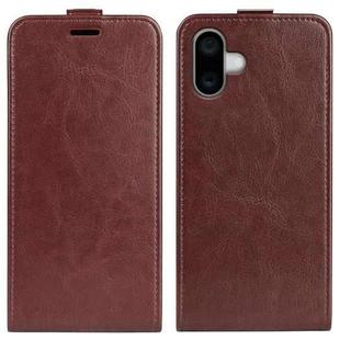 For iPhone 16 Plus R64 Texture Single Vertical Flip Leather Phone Case(Brown)