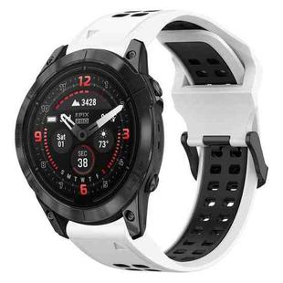 For Garmin Epix Pro 51mm 26mm Two-Color Reverse Buckle Silicone Watch Band(White+Black)