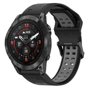For Garmin Epix Pro 51mm 26mm Two-Color Reverse Buckle Silicone Watch Band(Black+Grey)