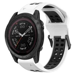 For Garmin Tactix 7 Pro 26mm Two-Color Reverse Buckle Silicone Watch Band(White+Black)