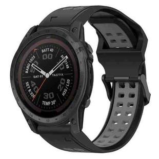 For Garmin Tactix 7 Pro 26mm Two-Color Reverse Buckle Silicone Watch Band(Black+Grey)